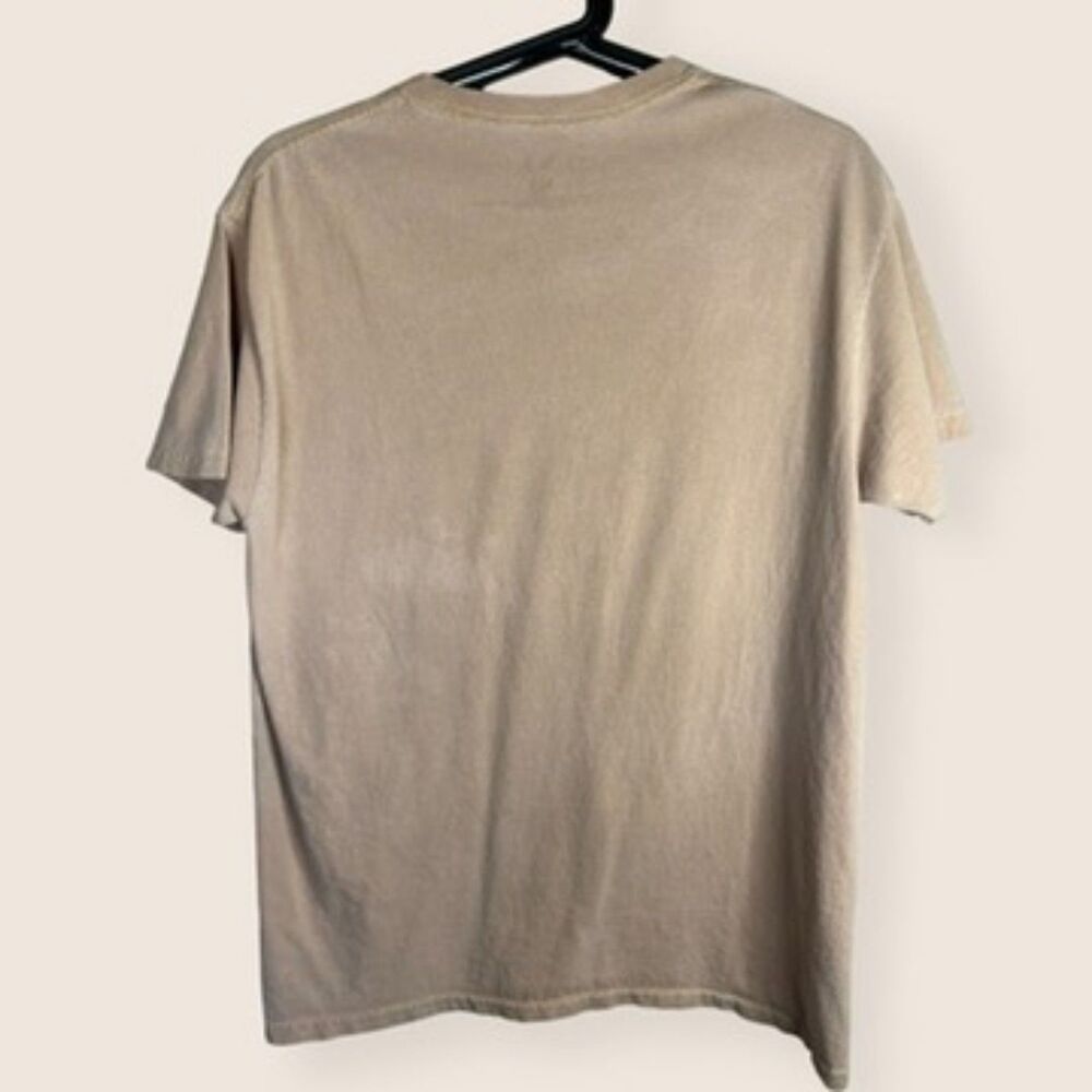 🦋 SMALL PLAYBOY EARTH PLANET BUTTERFLY T-SHIRT BEIGE TAN TOP - Picture 2 of 3